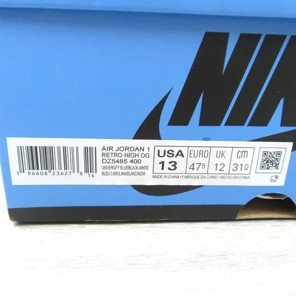 Air Jordan 1 Retro High OG UNC Men' Size 13 University Blue Black NEW - Picture 14 of 15